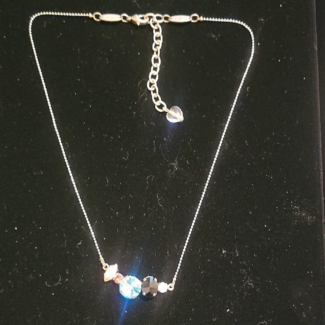 Sabika Silver Necklace With Blue And Black Crystals 65$